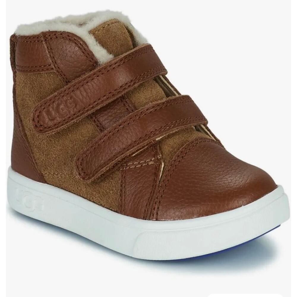 UGG Rennon II Chestnut Leather Suede High Top Sneakers Toddler Size 12